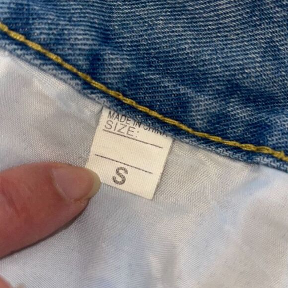 Womens High Rise‎ Ripped Distressed Straight Leg Mom Jeans Blue Small - Picture 7 of 10